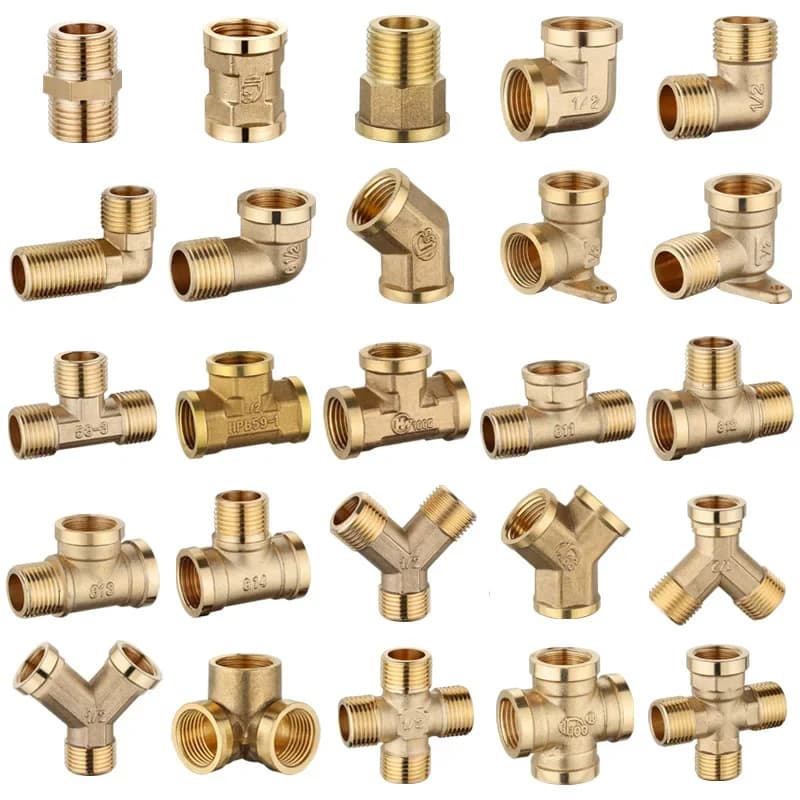 Brass Connector BSP 1/8"1/4"3/8"1/2"3/4"1"1-1/4"1-1/2"2" Female Male Thread Equals 2/3/4 Way Tee Type Straight Elbow Adapter