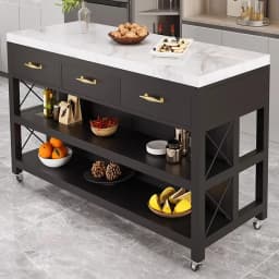 Marble Top Kitchen Island Kitchen Trolley Cart Cabinet Island With Storage Movable