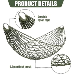 Travel Hammock,Camping Hammock, Outdoor Sport Hammock Army Green Net Mesh Nylon Sleeping Bed