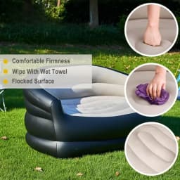 1pc Outdoor portable inflatable bed, lounging double sofa, folding camping inflatable recliner, flocking outdoor inflatable sofa