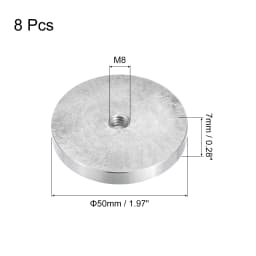 8pcs 30/40/50/60mm Diameter Aluminum Disc M6 M8 M10 Thread Round Shape Glass Table Circle Disc Top Adapter Hardware