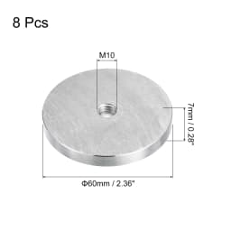 8pcs 30/40/50/60mm Diameter Aluminum Disc M6 M8 M10 Thread Round Shape Glass Table Circle Disc Top Adapter Hardware