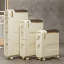 Cream Style Transparent Plastic Seam Storage Shelf Bathroom Floor Cart Storage Cabinets Toilet Side Narrow Gap Cabinet Storage
