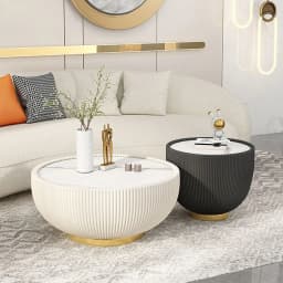 Customized Modern Design Luxury Round Living Room Black Sintered Stone Coffee Table