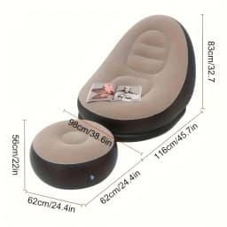 Inflatable Outdoor Sofa Portable Inflatable Lazy Sofa Reclining Chair With Footrest ForNappingPortable Simple Flocking Foldable