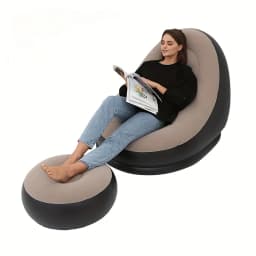 Inflatable Outdoor Sofa Portable Inflatable Lazy Sofa Reclining Chair With Footrest ForNappingPortable Simple Flocking Foldable