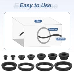 18/28/38/48pcs Rubber Grommets 3mm-10mm Drill Hole Top Hat Grommet Black Silicone Rubber Hole Plug Gasket for Wiring Automotive