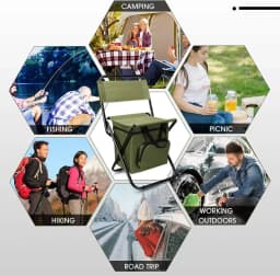 Portable Folding Moon Chair Backrest Lightweight Outdoor Folding Chair with Cooler Bag Outdoor Camping Chair Beach Fishing Chair