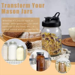 Pour Spout Lids for Ball Wide Mouth Mason Jars, Airtight Canning Jar Flip Cap Top Lid for Dressing Pouring, Pack of 4