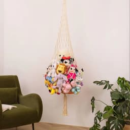 1pcs Hanging Toy Storage Cotton Rope Hanging Net Hand-woven Plush Toy Storage Net Bag Bohemian Toy Hammock