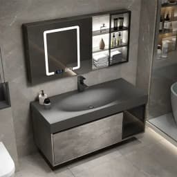 Modern Bathroom Cabinet Smart Mirror Cabinet Rock Integrated Washbasin Bathroom Vanity Cabinets with Sink Bathroom Furniture