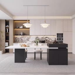 Kitchen Island Cart with Extendable Dining Table for 4-6 Person Rolling Kitchen Island with Slate Top Storage Kitchen Island Bar
