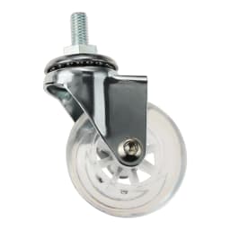 4pcs 2" Threaded Stem Casters Clear PU M8 Swivel Wheel with/without Safety Brake Nuts Office Chair Desk Baggage Quiet Smoothly