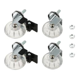 4pcs 2" Threaded Stem Casters Clear PU M8 Swivel Wheel with/without Safety Brake Nuts Office Chair Desk Baggage Quiet Smoothly