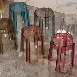 Transparent Household Thickening Stool Portable And Durable Multifunctional Round Stool with Extended Stool Legs