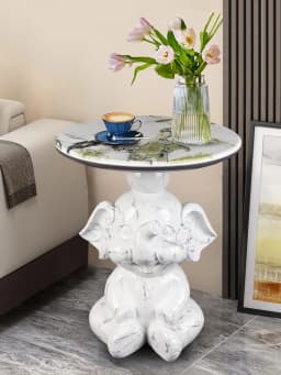 Home Decor Elephant Statue Side Tables Living Room Round Tea Table Bedroom Bedside Table Creative Animal Sculpture Coffee Tables