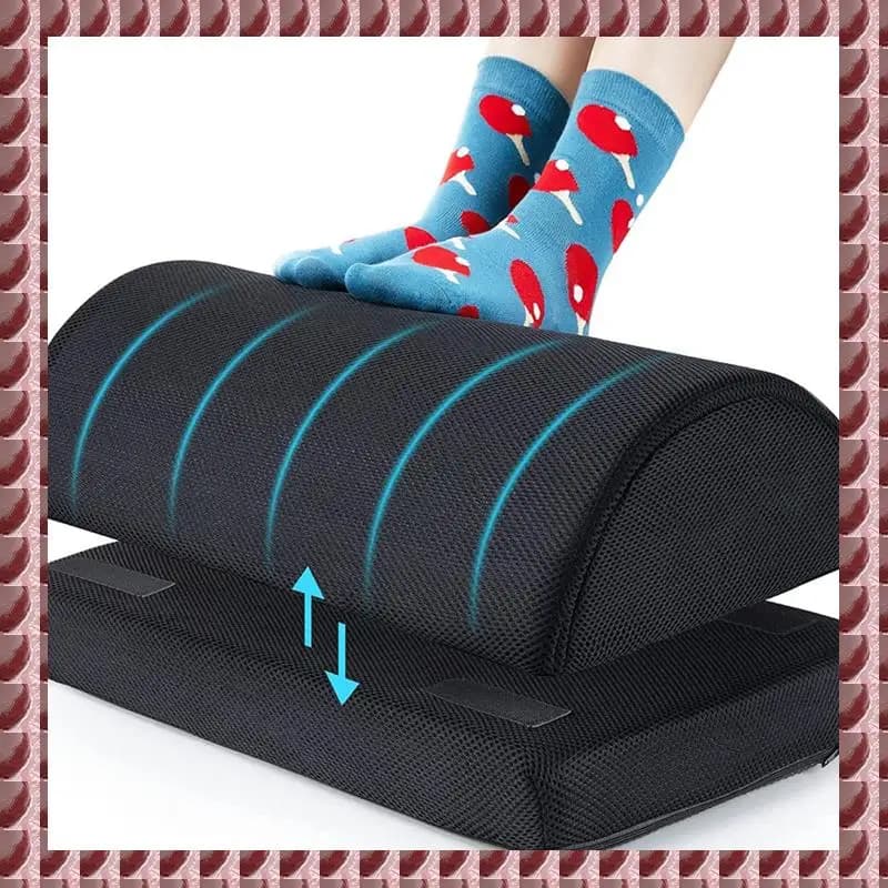 A95G 1 Piece Foot Rest Under The Work Desk, Black Double-Layer Adjustable Footstool Memory Foam Suitable For Office