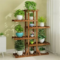 L # Reinforced 52" Tall 6 Tier Wood Plant Stand Corner Shelf Flower Rack Garden Home