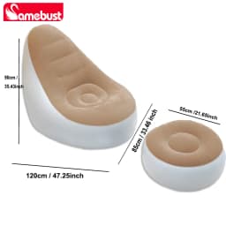 Camebsut Lazy Couch Sofas Inflatable Chair Foldable Recliner Outdoor Sofa Bed Footstool Portable Air Bed Lunch Lounge Chair
