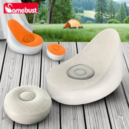 Camebsut Lazy Couch Sofas Inflatable Chair Foldable Recliner Outdoor Sofa Bed Footstool Portable Air Bed Lunch Lounge Chair