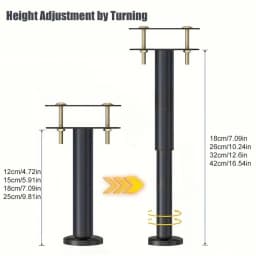 Adjustable Height Range:4 PCS Bed Frame Support Legs - Sturdy Steel with Rubber Base for Suitable for Queen and King Size Beds