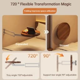 Foldable Coffee Table Small Round Table Home Bedroom Wall Mounted Bedside Storage Shelf Suspended Creative Floating Edge Tables