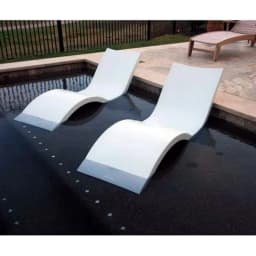 2PC Outdoor Deck Pool Lounge Chair Swimming Pool Garden Reclining Chair in Water Chaise Ledge Sun Lounger