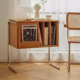 Nordic High-end Light Luxury Solid Wood Bookcase Living Room Sofa Side Simple Home Retro Storage Cabinet