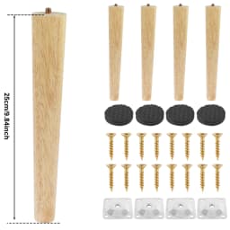 4Pcs Furniture Legs Wooden Replacement Furniture Feet 8/15/20/25cm Height Table Leg with Screws Oblique/Straight Sofa Leg