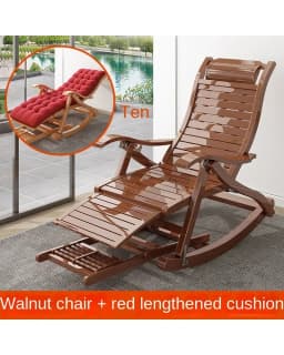 UVR Adult Recliner Folding Rocking Chair Living Room Armchair Bed Office Lunch Break Nap Backrest Stool Bamboo Chaise Longue