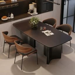 Genuine Leather Dining Chairs Set of 2 or1,Mid Century Modern Chair, Upholstered Kitchen Dining Room ChairsBlack WalnutBendwood.