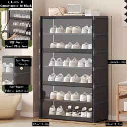 Shoe Rack-Shoe Storage Cabinet Vertical Shoe Organizer for Closet Entryway Corner Bedroom- Stackable DIY Narrow Shoe Shelv