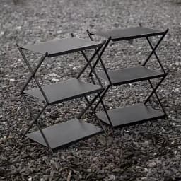 Three-tier Rack Outdoor Folding Storage Shelf Portable Desktop Organizer Shelves Picnic BBQ Storage Rack Table