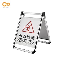 Standing Type Safety Warning Sign Multi-language Customized Stainless Steel Caution Wet Floor No Parking A Triangle Board