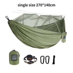 Single and Double Size Nylon Fabric Portable Travel Outdoor Camping Hanging Sleeping Hammock with Mosquito Net