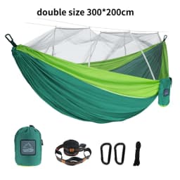 Single and Double Size Nylon Fabric Portable Travel Outdoor Camping Hanging Sleeping Hammock with Mosquito Net