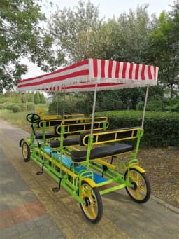 2pcs/lot 4 Wheels 6 Seater Tourist Sightseeing Pedal Surrey Bike Road Tandem Bicycles For Park