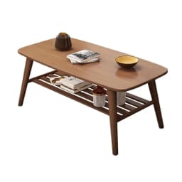 Coffee Table Living Room Center Minimalist Display 2-Tier Wood Coffee Table with Shelf Storage Mesa De Centro Elevable طاولة