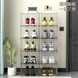 Transparent shoe box, magnetic suction door, thick plastic storage box, detachable dustproof shoe storage box