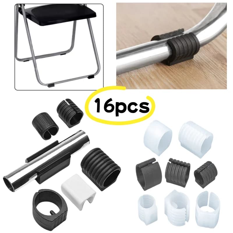 16Pcs Durable U Shaped Chair Leg Pad Plastic Non-slip Tube Caps Anti-front Tilt Damper Stool Pipe Clamp Glides Floor Protector