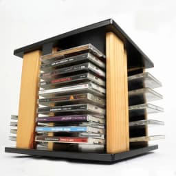 Nordic Modern 360° Rotating CD Rack Space-Saving Solid Wood Disc Stand Storage Organizer for CD Collection