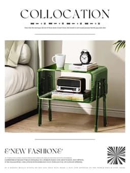 Transparent Side Table for Bedroom, Minimalist Acrylic Nightstand, Space Saving Organizer,Trendy Home Decor for Studio Apartment