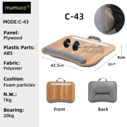 MUMUCC Lazy Laptop Table with Cushions and Slots, Multifunctional Mini Pillow Table, Portable Room Desk, Office Lumbar Support