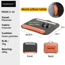 MUMUCC Lazy Laptop Table with Cushions and Slots, Multifunctional Mini Pillow Table, Portable Room Desk, Office Lumbar Support