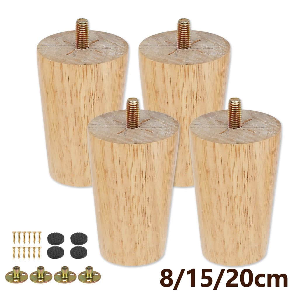 4Pcs Solid Wood Furniture Leg Kit 8/15/20cm Height Furniture Feet Oblique/Straight Table Feet Non-slip Furniture Floor Protector