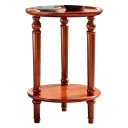 Vintage Round Side Table Solid Wood End Table for Sofa Movable Coffee Table with Rounded Edges, Scandinavian Living Room Accent