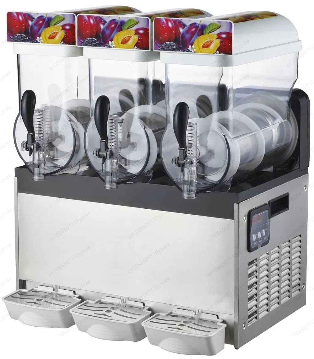 Commercial Dual Tank Slush Machine, 18L Stainless Steel Slushy Maker for Bubble Tea Shop, High Power Freezing