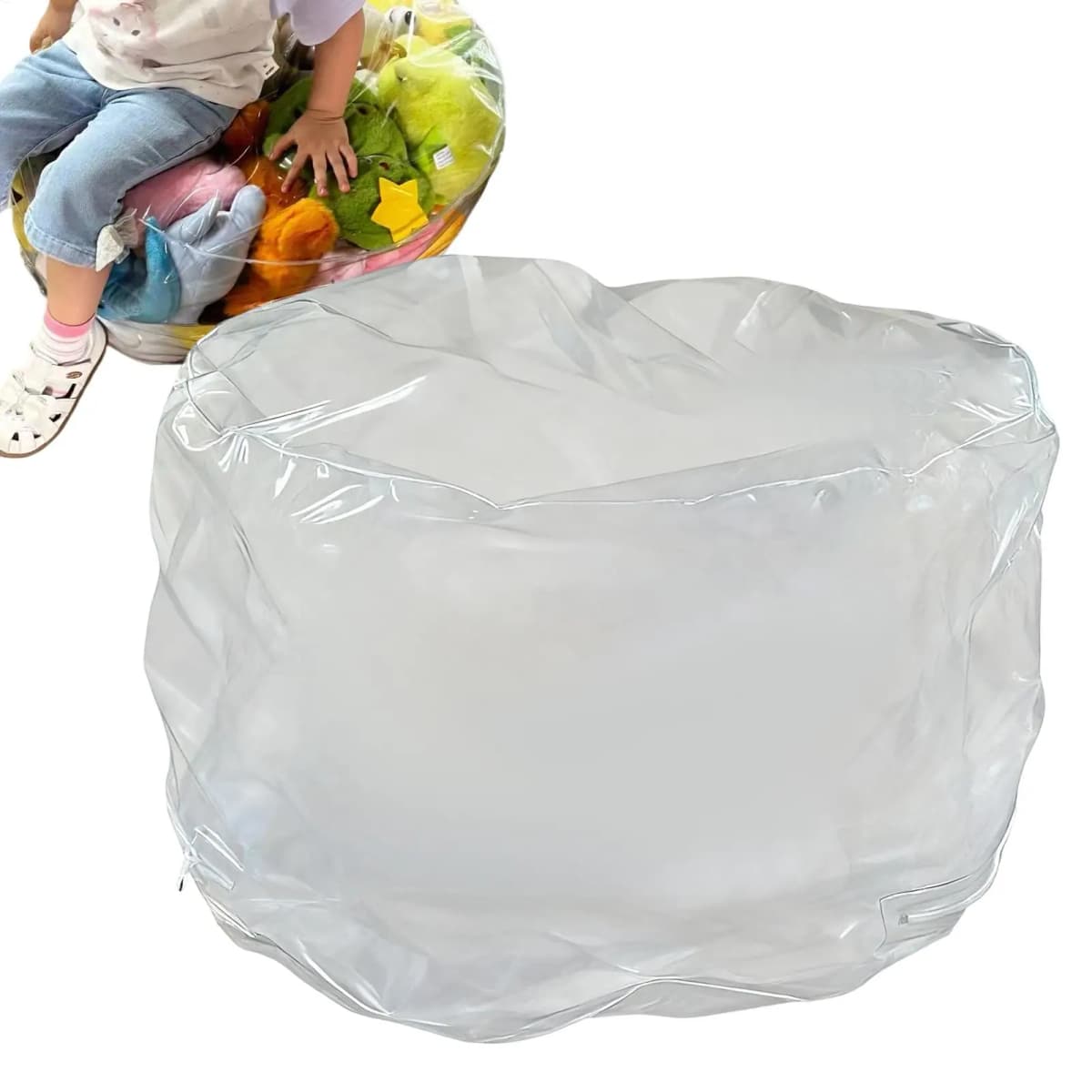 Clear Animal Storage Chair Plush Bean Bag Seat with Waterproof Cover for Kids Bedroom Playroom Nursery Home Decor