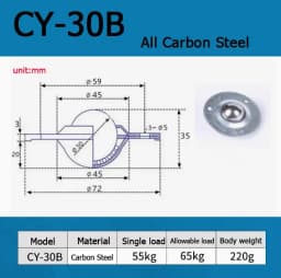 1-10pcsCY-12/16/19/22/25/30B Flying Saucer Universal Ball Bearing Bull Eye Wheel Stainless Steel Nylon Ball Universal Ball Ball