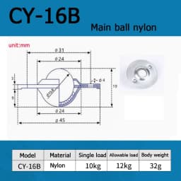 1-10pcsCY-12/16/19/22/25/30B Flying Saucer Universal Ball Bearing Bull Eye Wheel Stainless Steel Nylon Ball Universal Ball Ball